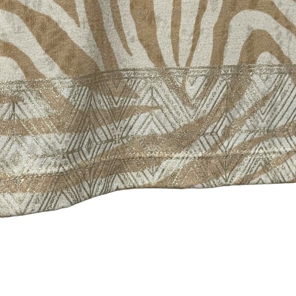 Chico’s women's size 3 (XL) beige/gold zebra print v neck top - Picture 3 of 7